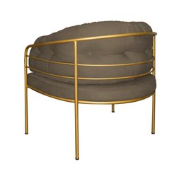 Poltrona Decorativa Louise Base em Metal Linho Cores - DS Estofados CACAU - 3