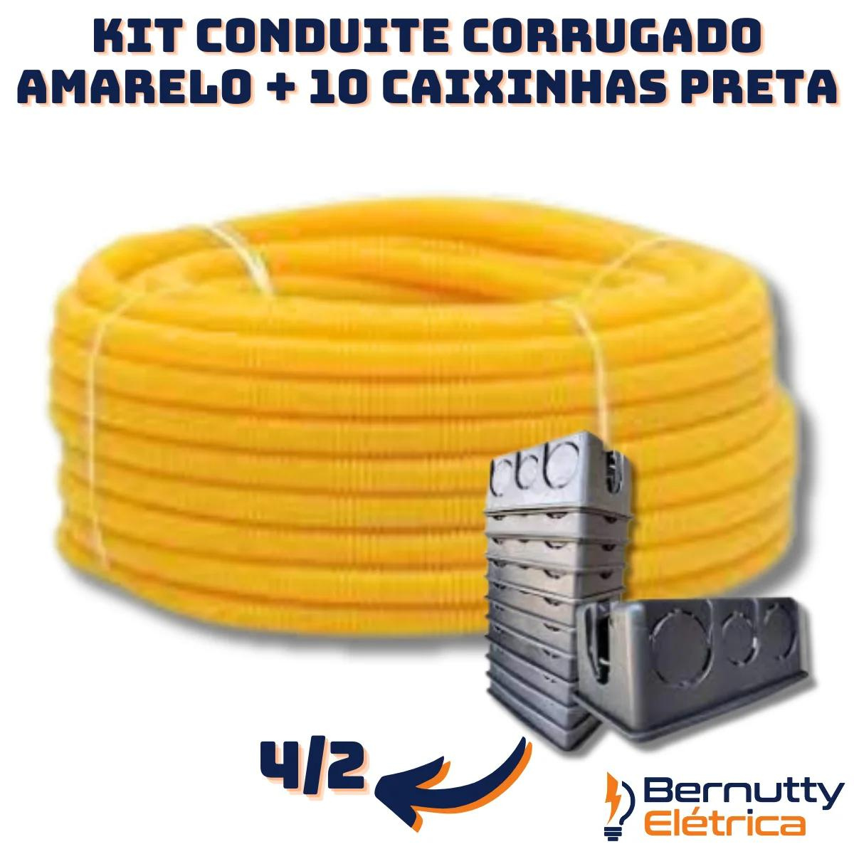 Kit Conduite Corrugado 3/4 50 Metros +10 Caixinhas 4/2 Preta - 2