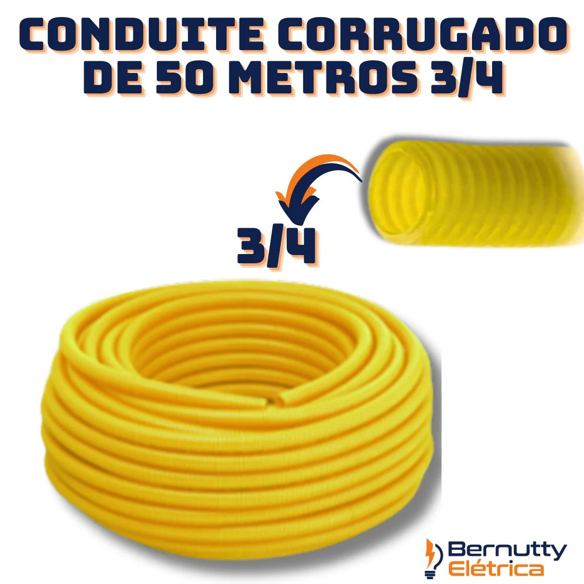 Kit Conduite Corrugado 3/4 50 Metros +10 Caixinhas 4/2 Preta - 4