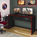 Ver imagem 1 de Escrivaninha Mesa Escritório Gamer 1 Gaveta 160,5cm Preto e Vermelho
