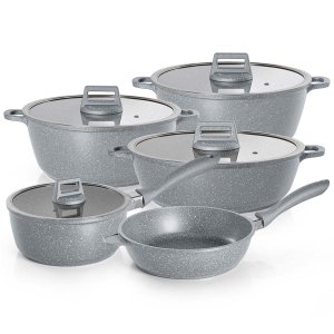 Jogo de Panelas 5 Peças Cinza Graniflon Moda do Chef