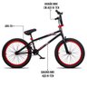 Bicicleta Aro 20 Bmx U-brake Rotor K7 Cog 9 Freedom P03 Preto e Vermelho - D'rossi Drossi - 5