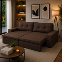 Ver imagem 1 de Sofá Retrátil 2 Lugares 1,80m Luma Suede Marrom