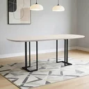 Ver imagem 1 de Mesa de Jantar 8 Lugares Retangular Orgânico com Vidro 200cm Pés Industrial Alina N01 Off White