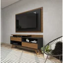 Ver imagem 4 de Rack para TV até 55 Polegadas MDF 150cm Pés em Madeira Maciça 2 Gavetas Club Preto