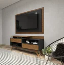 Ver imagem 4 de Rack para TV até 55 Polegadas 100% MDF 150cm Pés em Madeira Maciça 2 Gavetas Club Preto