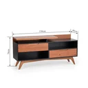 Ver imagem 3 de Rack para TV até 55 Polegadas 100% MDF 150cm Pés em Madeira Maciça 2 Gavetas Club Preto