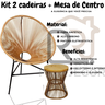 Kit 2 Acapulco Na Fibra Sintética Reforçada Estrutura De Aço Industrial + Mesa Ampulheta Na Cor Palh - 2