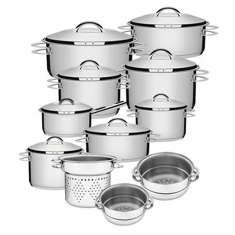 Jogo de Panelas 11 Peças Inox Fundo Triplo Solar Tramontina