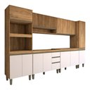 Ver imagem 1 de Cozinha Completa Modulada 12 Portas 3 Gavetas Ripado Freijó/off White - Panorama Móveis