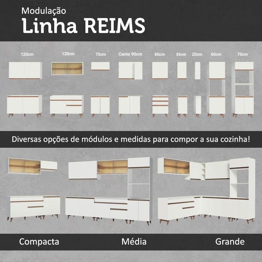 Armário Aéreo Madesa 2 Portas de Correr Vidro Reflex para Cozinhas Glamy, Lux, Agata e Reims Branco - 8