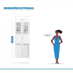 Paneleiro Duplo em Aço em Aço 6 Portas 2 de Vidro 4 Prateleiras Luce Itatiaia - 5