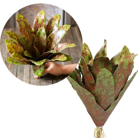 Kit 2 Pçs Bromélia Plantas Artificiais Verde 34cm 20 Folhas