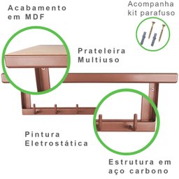 Porta Chaves Strassis Design Mdf Sd-3506 Rose Gold - 6