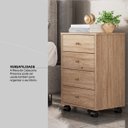 Ver mais imagens de Mesa de Cabeceira Presence 4 Gavetas 45 Cm C/ Rodinha - Criado Demobile:nogal