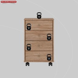 Mesa de Cabeceira Presence 4 Gavetas 45 Cm C/ Rodinha - Criado Demobile:nogal - 10