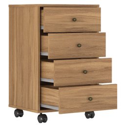 Mesa de Cabeceira Presence 4 Gavetas 45 Cm C/ Rodinha - Criado Demobile:nogal - 3