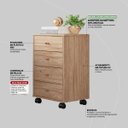 Ver imagem 5 de Mesa de Cabeceira Presence 4 Gavetas 45 Cm C/ Rodinha - Criado Demobile:nogal