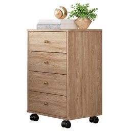 Mesa de Cabeceira Presence 4 Gavetas 45 Cm C/ Rodinha - Criado Demobile:nogal - 2