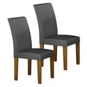 Ver imagem 1 de Cadeira para Mesa de Jantar Napoli Mdf Kit 2 Peças Freijó Joli Chumbo – Leifer Móveis
