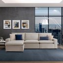 Ver imagem 1 de Sofá Modular Hug 6 Lugares 375cm com 1 Puff em Linho CabeCasa MadeiraOriginals