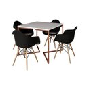 Ver imagem 6 de Mesa Industrial Jantar Branca Quadrada 90cm Base Cobre V com 4 Poltronas Pretas Madeira Marrom