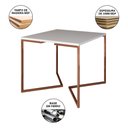 Ver imagem 5 de Mesa Industrial Jantar Branca Quadrada 90cm Base Cobre V com 4 Poltronas Pretas Madeira Marrom