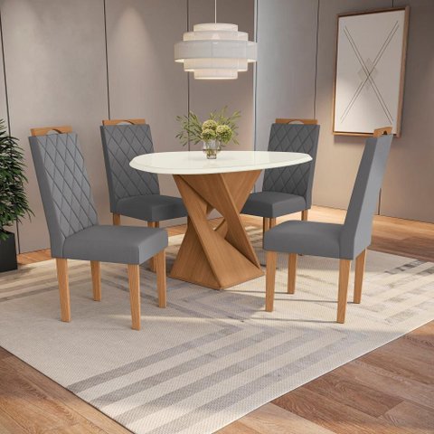 Conjunto Sala de Jantar Luna Kappesberg 4 Cadeiras Veludo Titanio