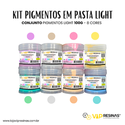 Kit 8 Pigmento Epóxi em Pasta Cores Light 100g Vip Resinas - 2