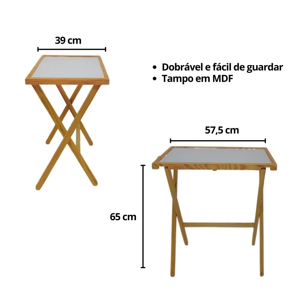 Mesa Apoio Dobrável Articulada Madeira Maciça Pinus - 2