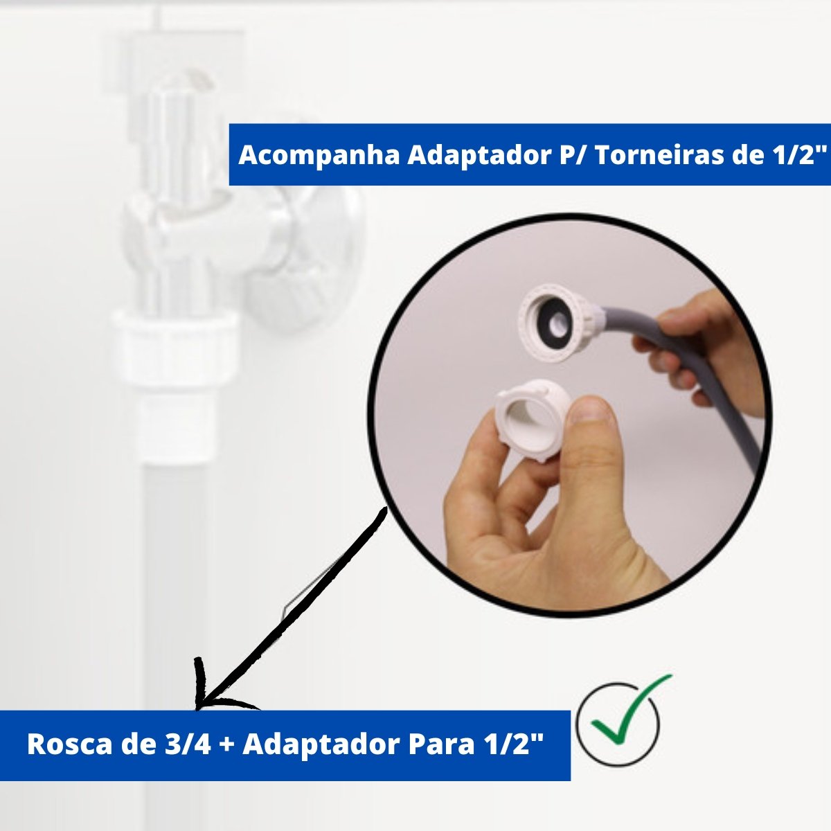 Mangueira Entrada Água Máquina De Lavar Universal 5m Metros Cinza | Ledmang - 3