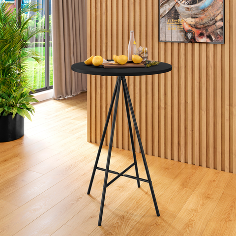 Mesa Redonda Bistrô Alta Cozinha Gourmet Bar Balcão Estrutura em Aço Preto
