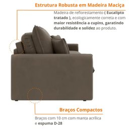 Sofá Cama Retrátil e Reclinável 200cm Madri Movenzo Estofados Corino - 9