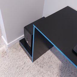 Escrivaninha Mesa Escritório Gamer Com Suporte para Gabinete, Mesa para Computador 1 Gaveta 160,5cm Preto E Azul - 9 Escrivaninha Mesa Escritório Gamer Com Suporte para Gabinete, Mesa para Computador 1 Gaveta 160,5cm Preto E Azul - 9