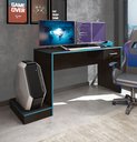 Ver imagem 1 de Escrivaninha Mesa Escritório Gamer com Suporte para Gabinete, Mesa para Computador 1 Gaveta 160,5cm Preto e Azul