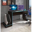 Ver imagem 1 de Escrivaninha Mesa Escritório Gamer com Suporte para Gabinete, Mesa para Computador 1 Gaveta 160,5cm Preto e Azul