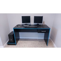 Escrivaninha Mesa Escritório Gamer Com Suporte para Gabinete, Mesa para Computador 1 Gaveta 160,5cm Preto E Azul - 11 Escrivaninha Mesa Escritório Gamer Com Suporte para Gabinete, Mesa para Computador 1 Gaveta 160,5cm Preto E Azul - 11