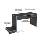 Ver imagem 6 de Escrivaninha Mesa Escritório Gamer 1 Gaveta Com Suporte para Gabinete, Mesa para Computador
