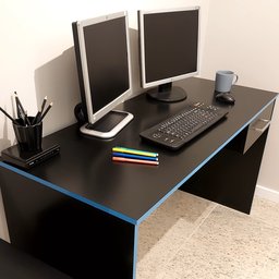 Escrivaninha Mesa Escritório Gamer Com Suporte para Gabinete, Mesa para Computador 1 Gaveta 160,5cm Preto E Azul - 13 Escrivaninha Mesa Escritório Gamer Com Suporte para Gabinete, Mesa para Computador 1 Gaveta 160,5cm Preto E Azul - 13
