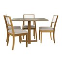 Ver imagem 1 de Mesa Cozinha Elma Premium Madeira Maciça C/ Tampo Madeirado C/ Vidro 120x80cm e 4 Cadeiras Lola