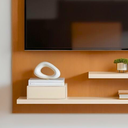 Ver imagem 2 de Painel Suspenso para TV 32 pol com 2 Estantes Prateleiras Decoração Rack Compacto Sala Quarto MDF
