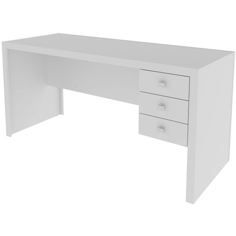 Mesa para Escritório Reversível 155 Cm 3 Gavetas Branco
