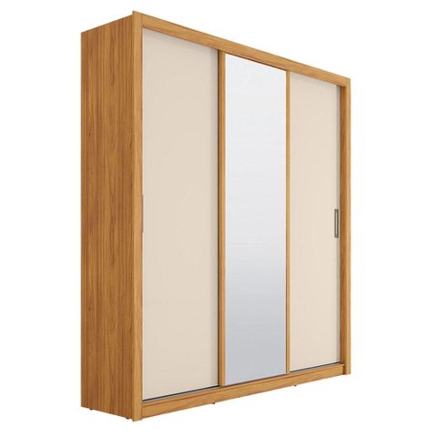 Guarda Roupa Casal Residence 3 Portas Cinamon Off White - Demóbile