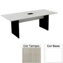Ver imagem 1 de Mesa de Reunião com Caixa de Tomada 260 x 120 cm Pé Painel PE25 MDP Nogueira CasaBlanca Base