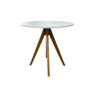 Ver imagem 1 de Mesa Redonda 90cm com Pés de Madeira Mel/branco