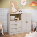 Ver imagem 1 de Cômoda Infantil 2 Portas 3 Gavetas e Nicho Lille DL1080 110cm Cinza - Art In Móveis