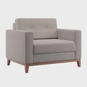 Ver imagem 2 de Poltrona Decorativa Living Tecido Linho Base Madeira para Sala - Linho Bege