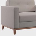 Ver imagem 3 de Poltrona Decorativa Living Tecido Linho Base Madeira para Sala - Linho Bege