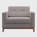 Ver imagem 1 de Poltrona Decorativa Living Tecido Linho Base Madeira para Sala - Linho Bege