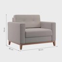 Ver imagem 5 de Poltrona Decorativa Living Tecido Linho Base Madeira para Sala - Linho Bege